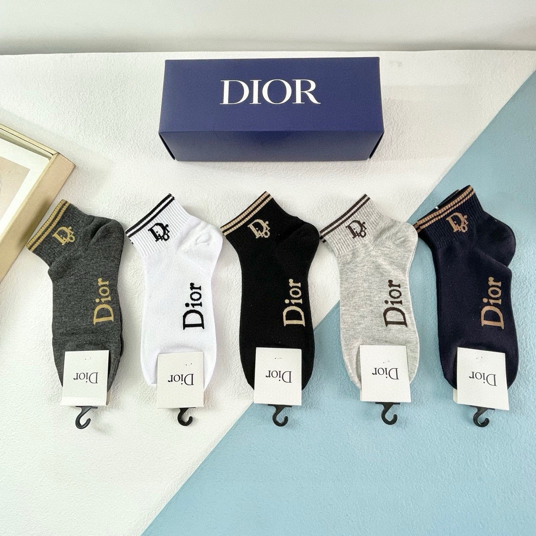DIOR Vintage Logo Tattoo Socks - 5 Pairs