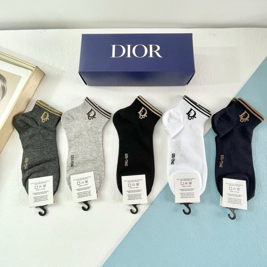 DIOR Vintage Logo Tattoo Socks - 5 Pairs