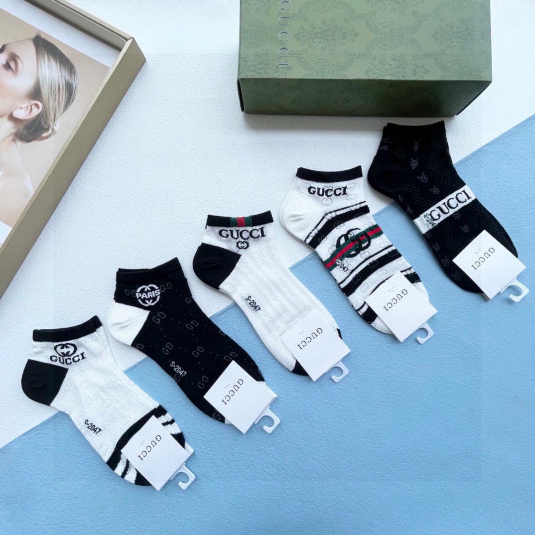 Gucci Vintage Logo Crystal Stockings - Five Pairs