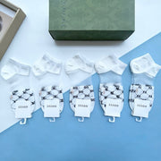 Stylish Ice Silk & Cotton Short Socks - 5 Pairs