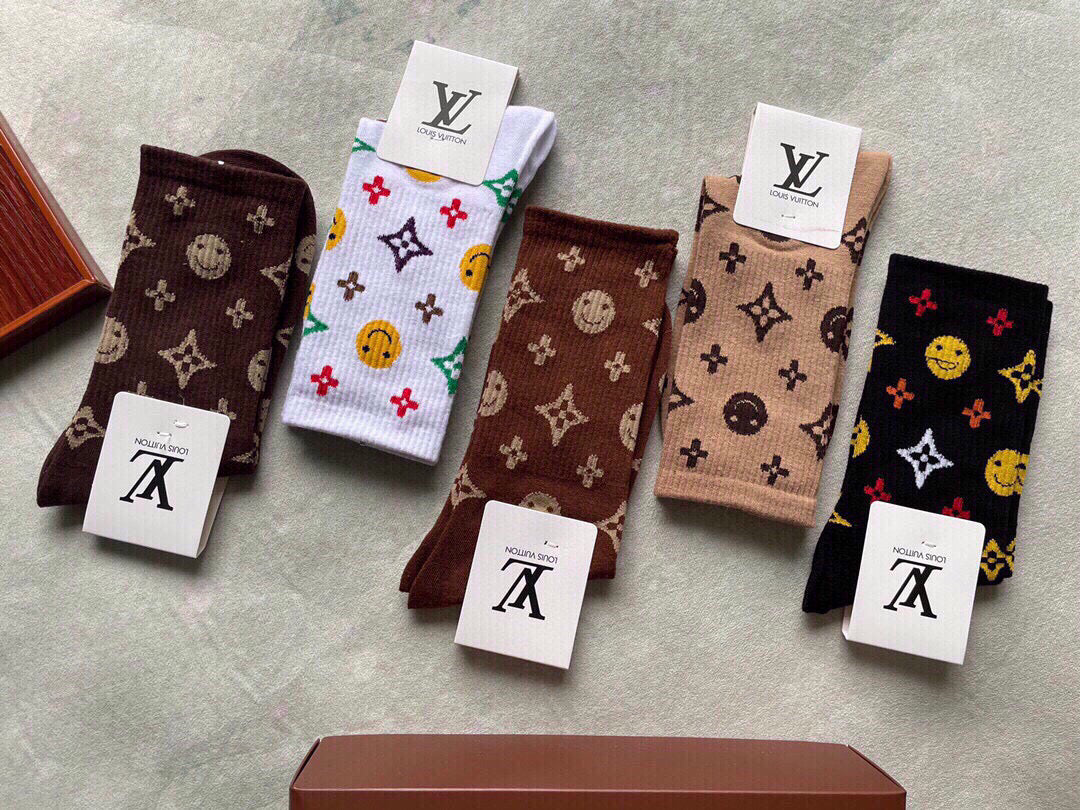 Louis Vuitton Women's Classic Cotton Mid-Calf Socks - Set of 5