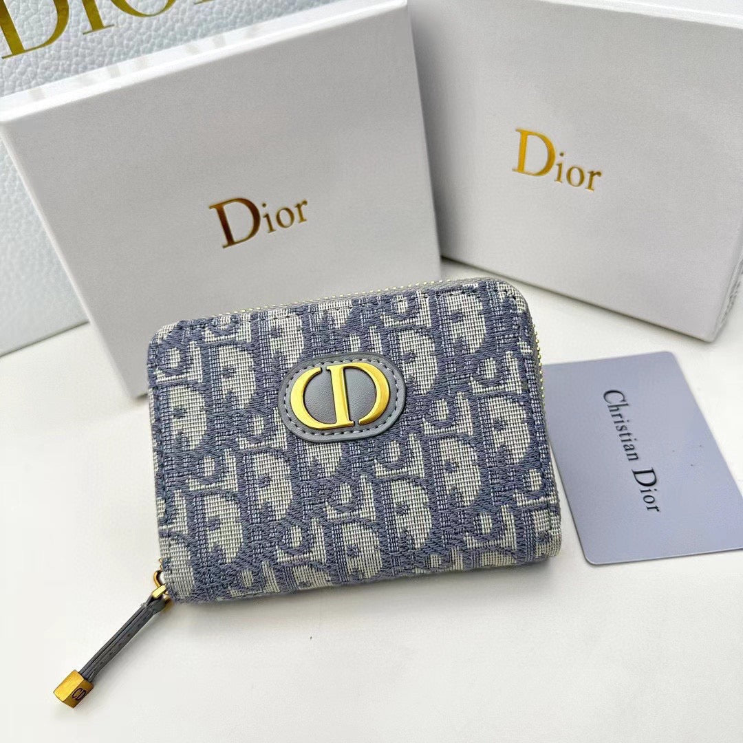 Dior Oblique Jacquard Canvas Wallet - Royal Blue and Gray