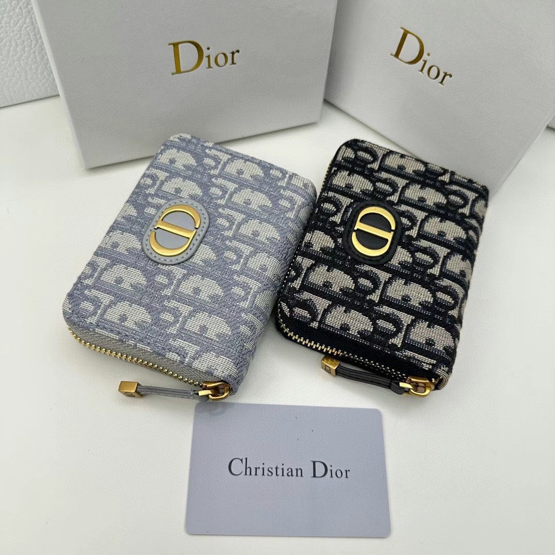 Dior Oblique Jacquard Canvas Wallet - Royal Blue and Gray