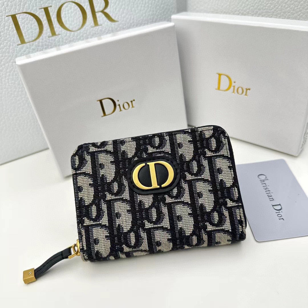 Dior Oblique Jacquard Canvas Wallet - Royal Blue/Gray