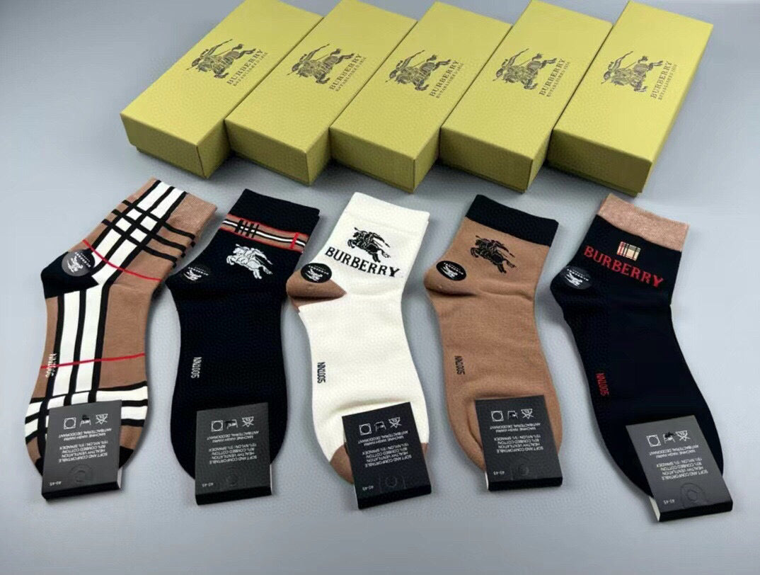 Burberry Men's Cotton Socks - 5 Pairs Gift Box