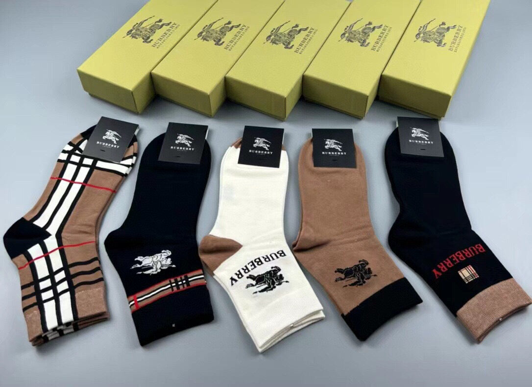 Burberry Men's Cotton Socks - 5 Pairs Gift Box