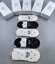 Prada Women's Invisible Cotton Socks - 5 Pairs with Jacquard Logo