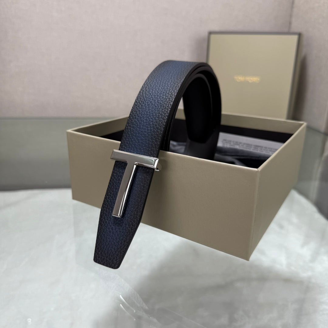 Tom Ford Double-Sided Cowhide Belt with Copper Buckles