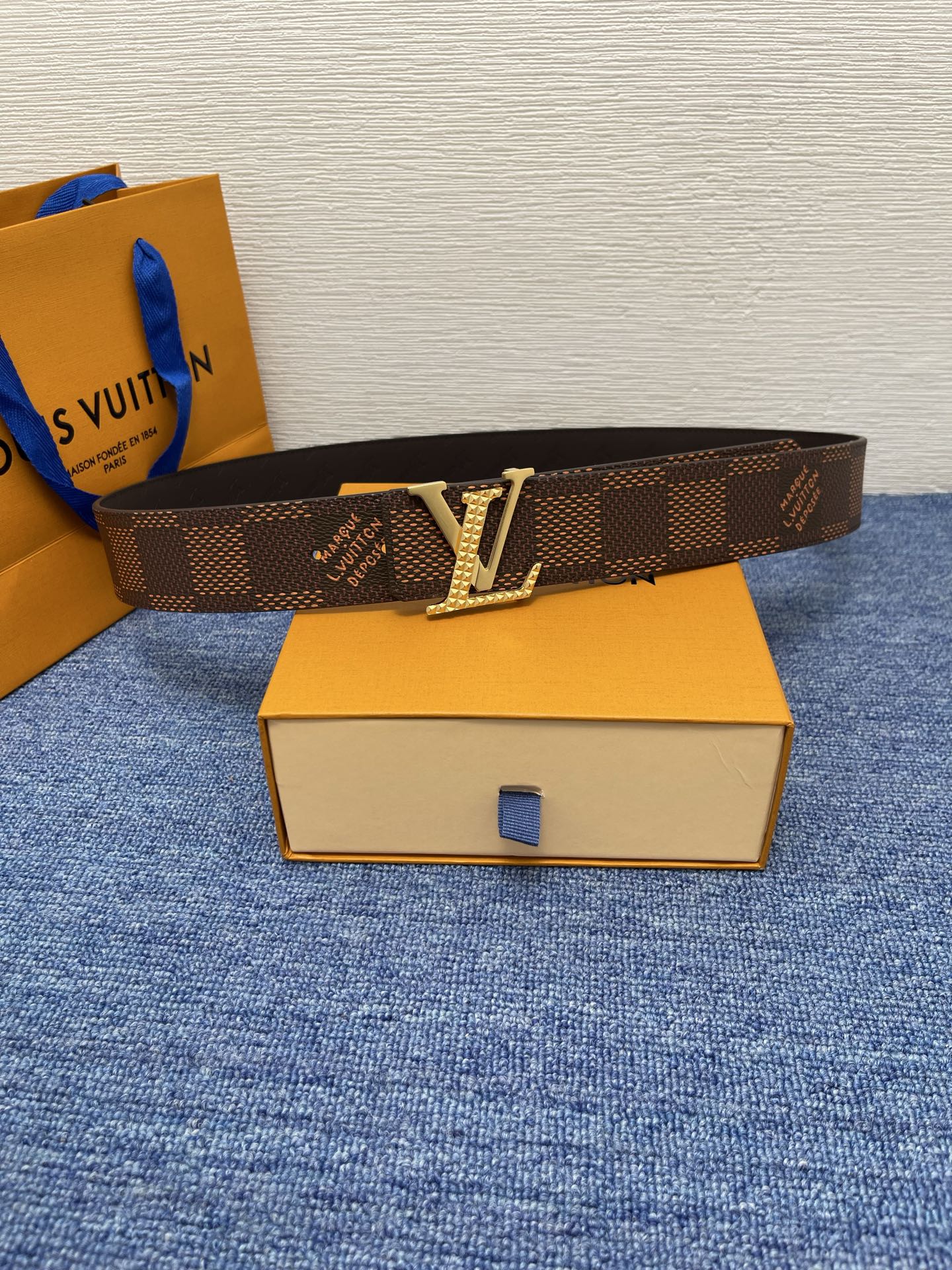 Luxury LV Monogram Cowhide Belt with Buffalo Leather - French Size