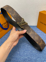 Louis Vuitton Monogram Cowhide Belt with LV Buckle - 4.0cm