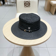 Chanel Women's Hollow Woven Straw Hat - Summer 2025