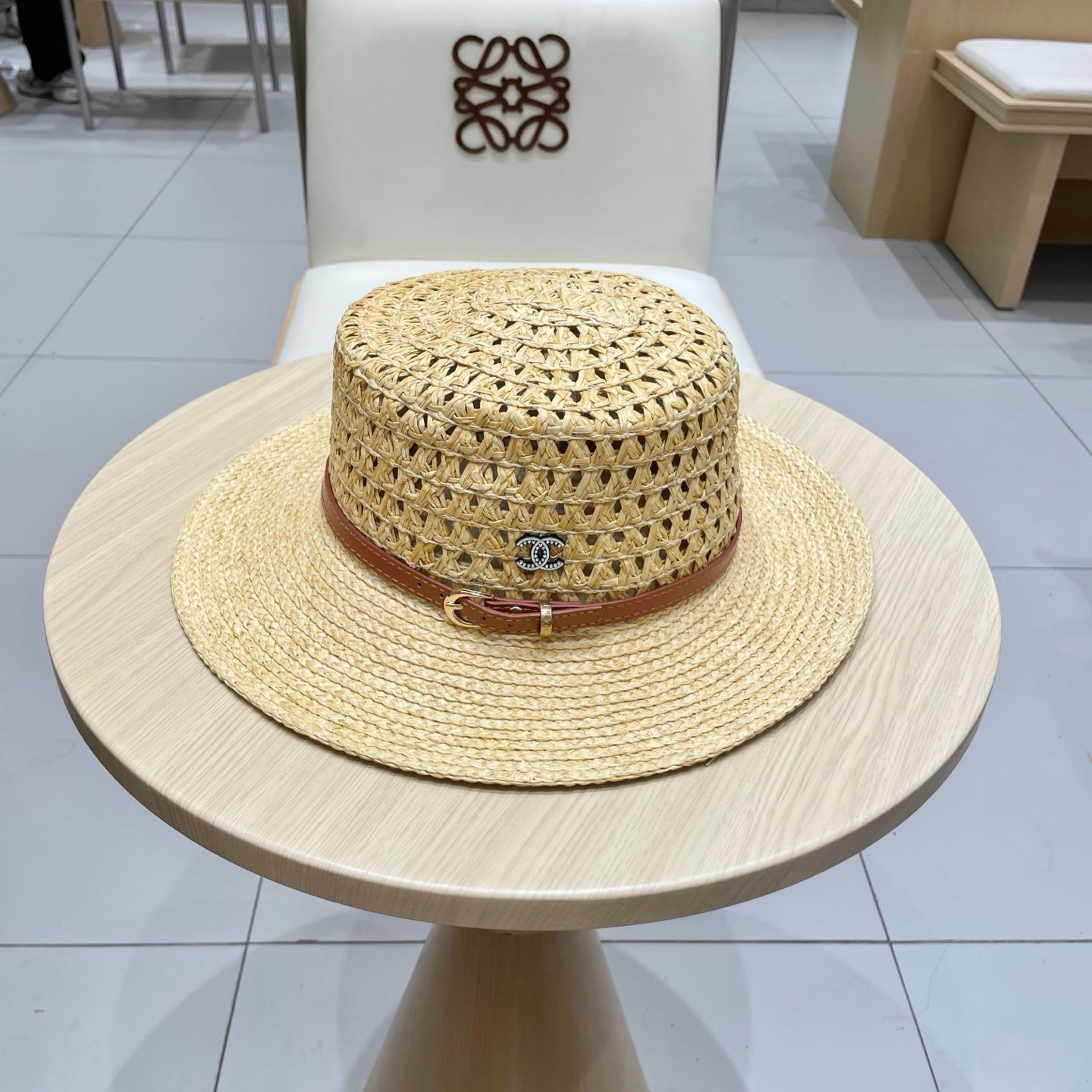 Chanel Women's Hollow Woven Straw Hat - Summer 2025 Beach Essential