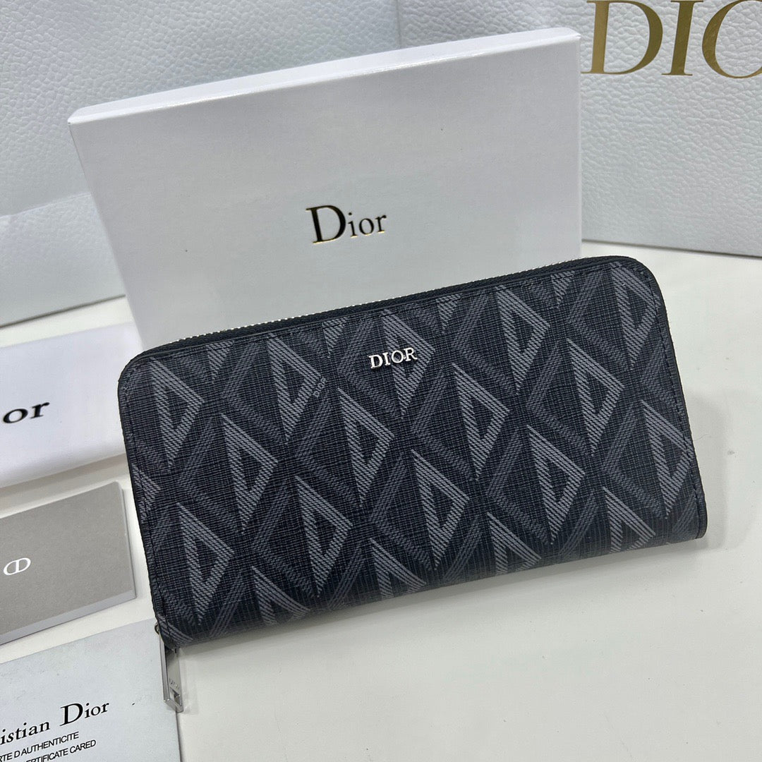 Dior 0197 Black Long Zipper Wallet - Luxury Leather Accessory