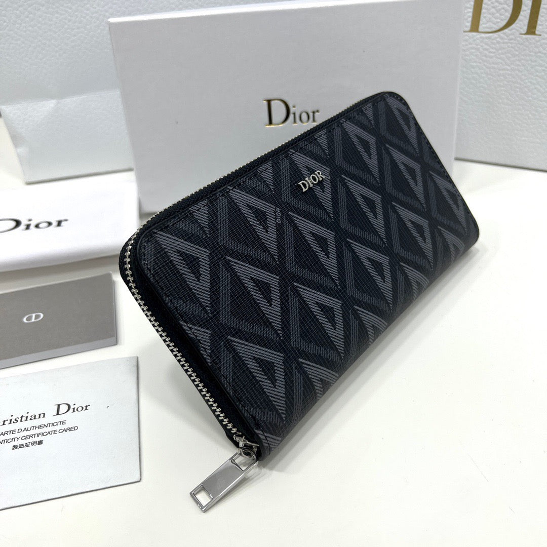 Dior 0197 Black Long Zipper Wallet - Luxury Leather Accessory