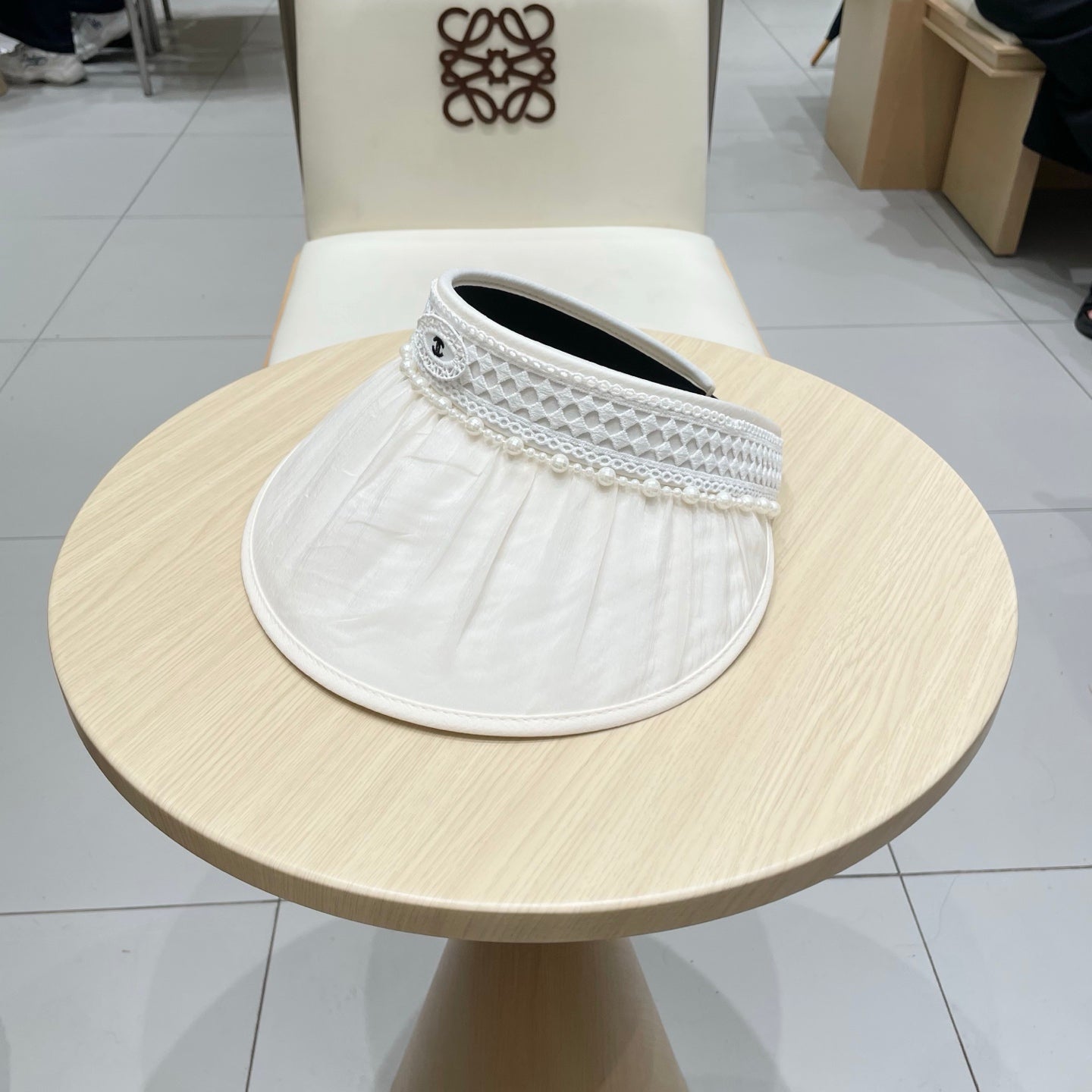 Chanel Hollow Top Sun Hat - Stylish Headband Design, 57cm