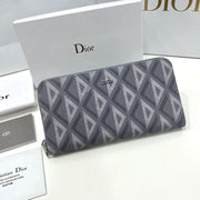 Dior 0197 Light Blue Long Zipper Wallet - Premium Cowhide