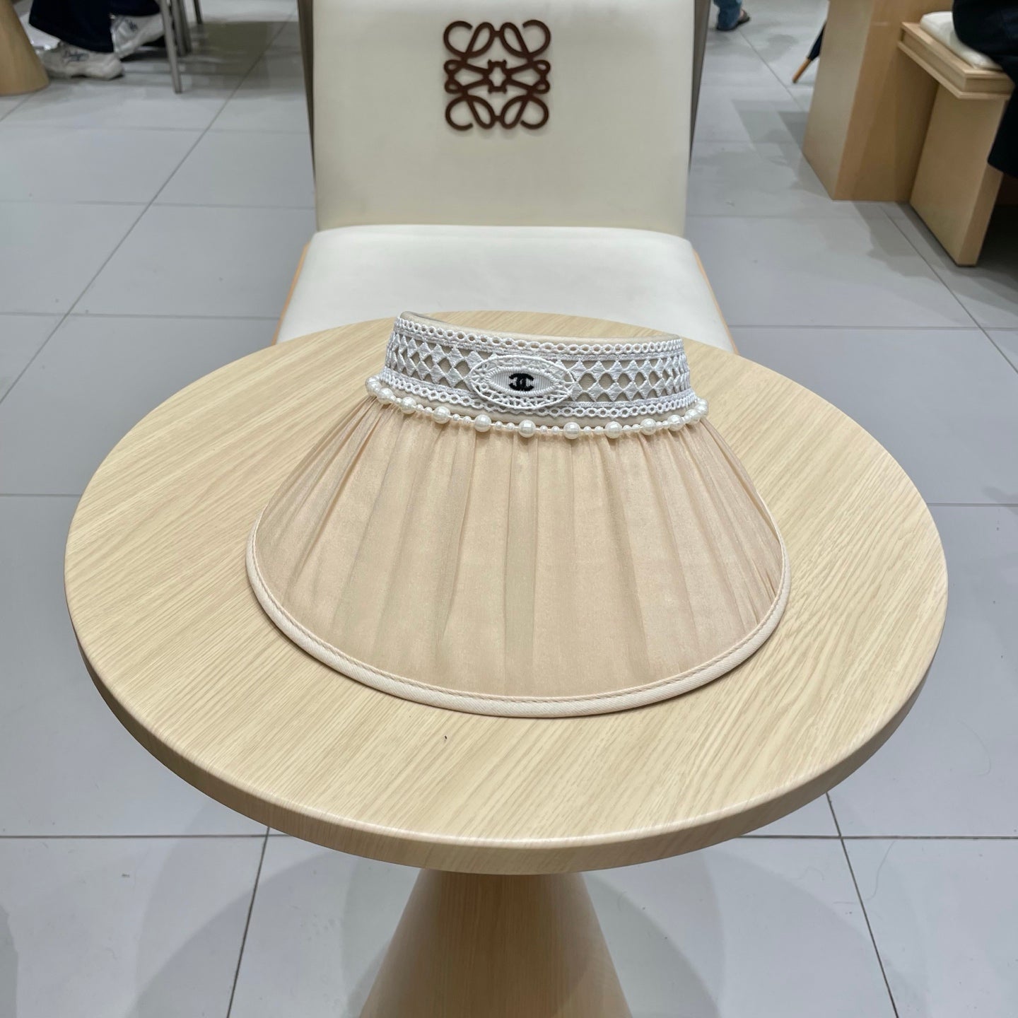 Chanel Hollow Top Sun Hat with Headband - 57cm