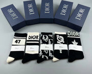 Dior Women's Mid-Calf Cotton Socks - Set of 5