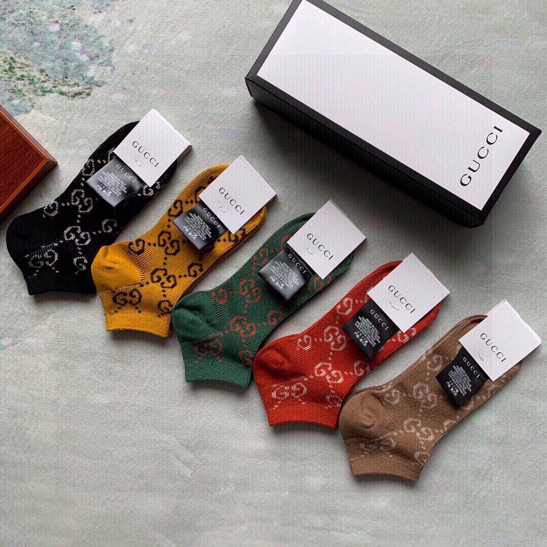 ** Gucci Women's Classic Double G Logo Socks - Five Pairs

**