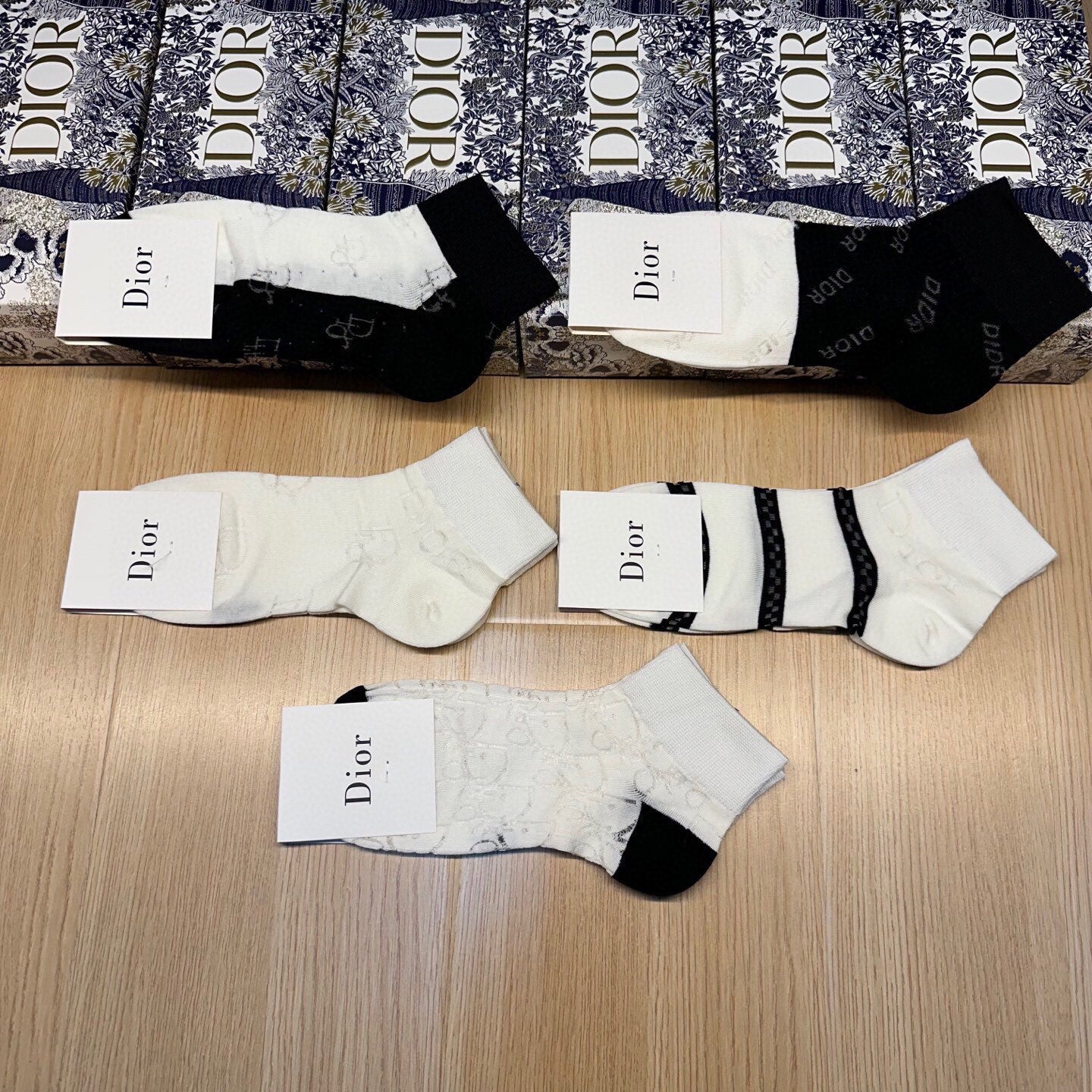 Dior Women's Ice Silk Socks - Set of 5 Pairs