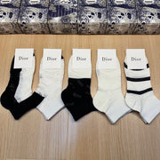 Dior Women's Ice Silk Socks - Set of 5 Pairs