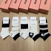 Miumiu Womenâ€™s Bamboo Cotton Socks - 5 Pairs in Gift Box