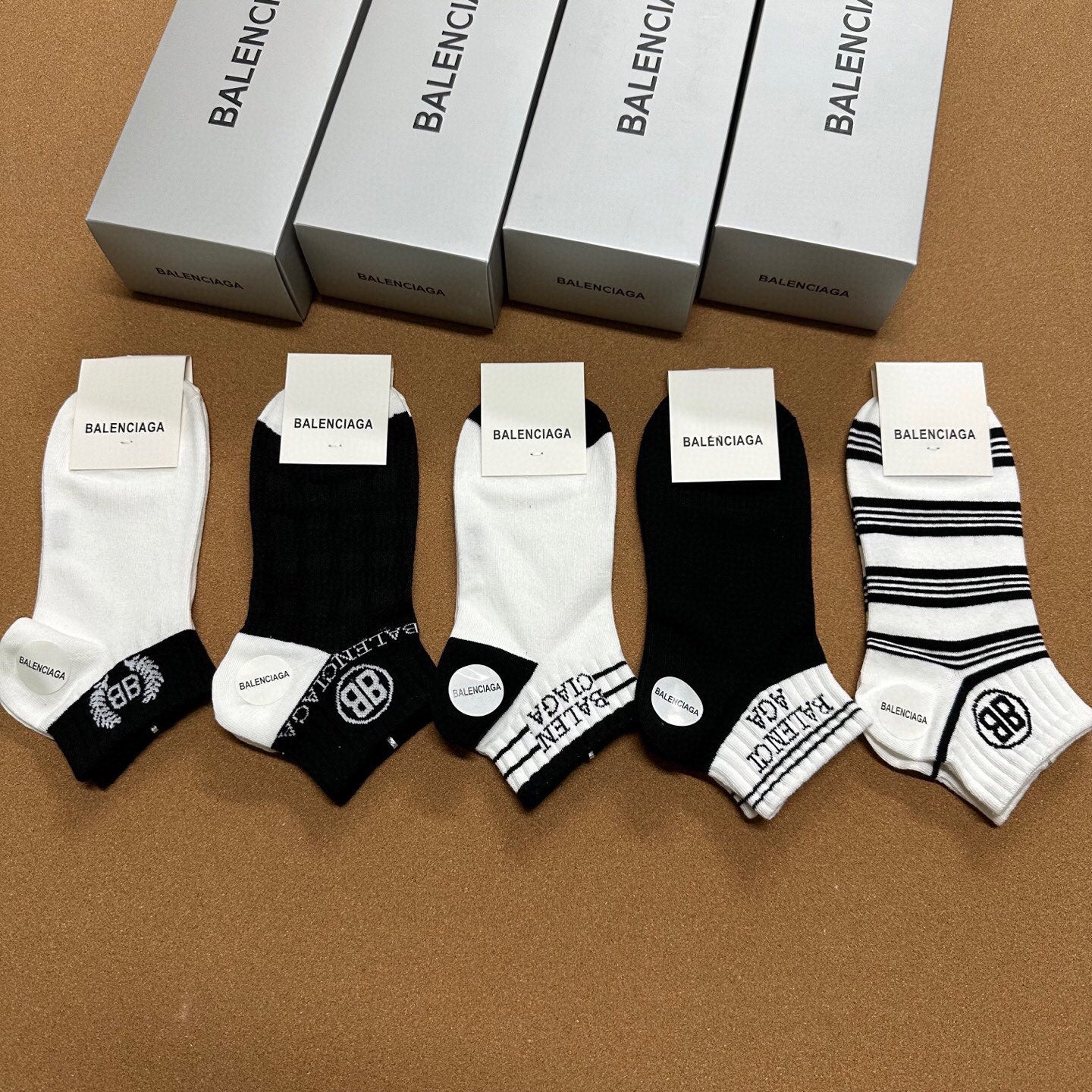 Balenciaga Classic Women's Cotton Socks - 5 Pairs Gift Set