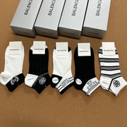 Balenciaga Classic Women's Cotton Socks - 5 Pairs Gift Set
