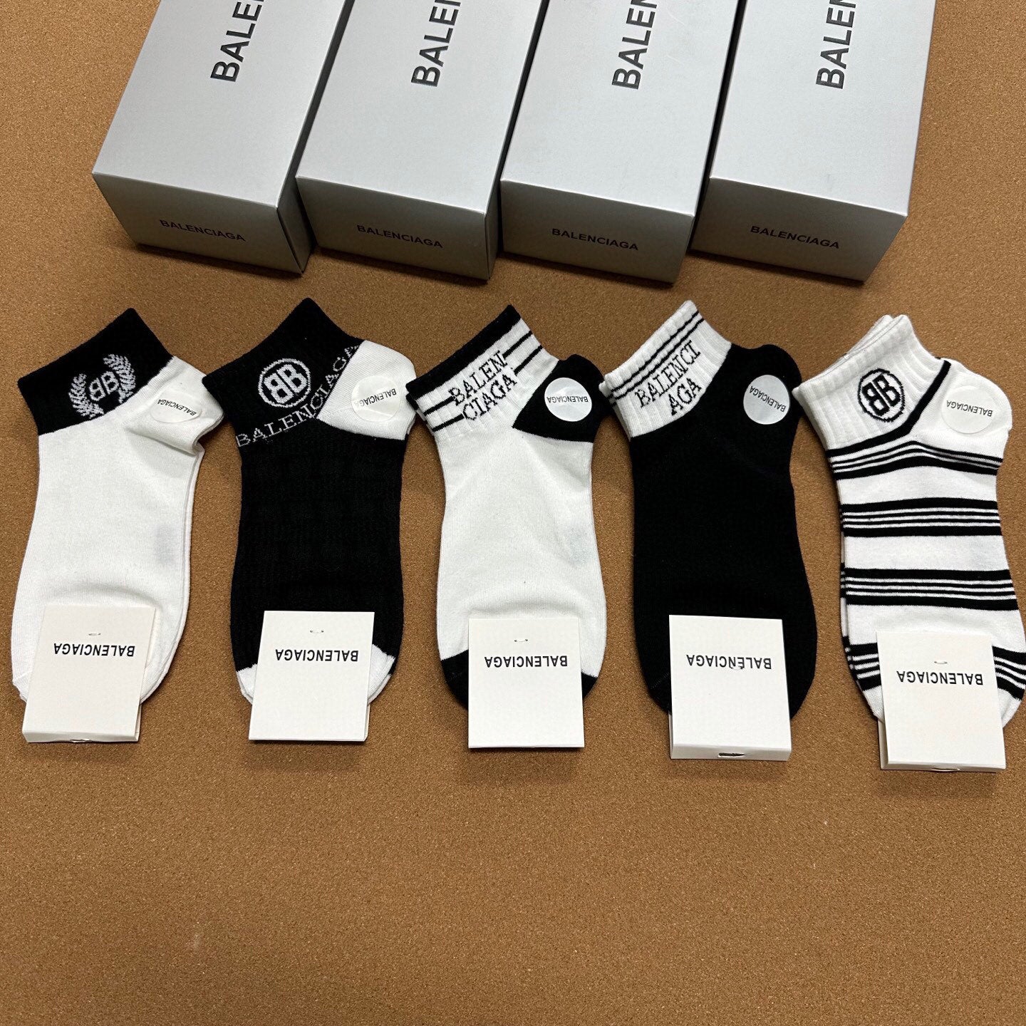 Balenciaga Classic Women's Cotton Socks - 5 Pairs Gift Set