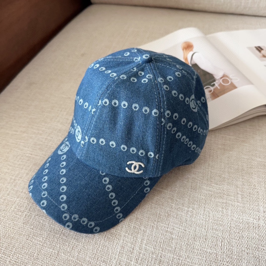 Vintage-Inspired Denim Blue Baseball Cap by CHANEL