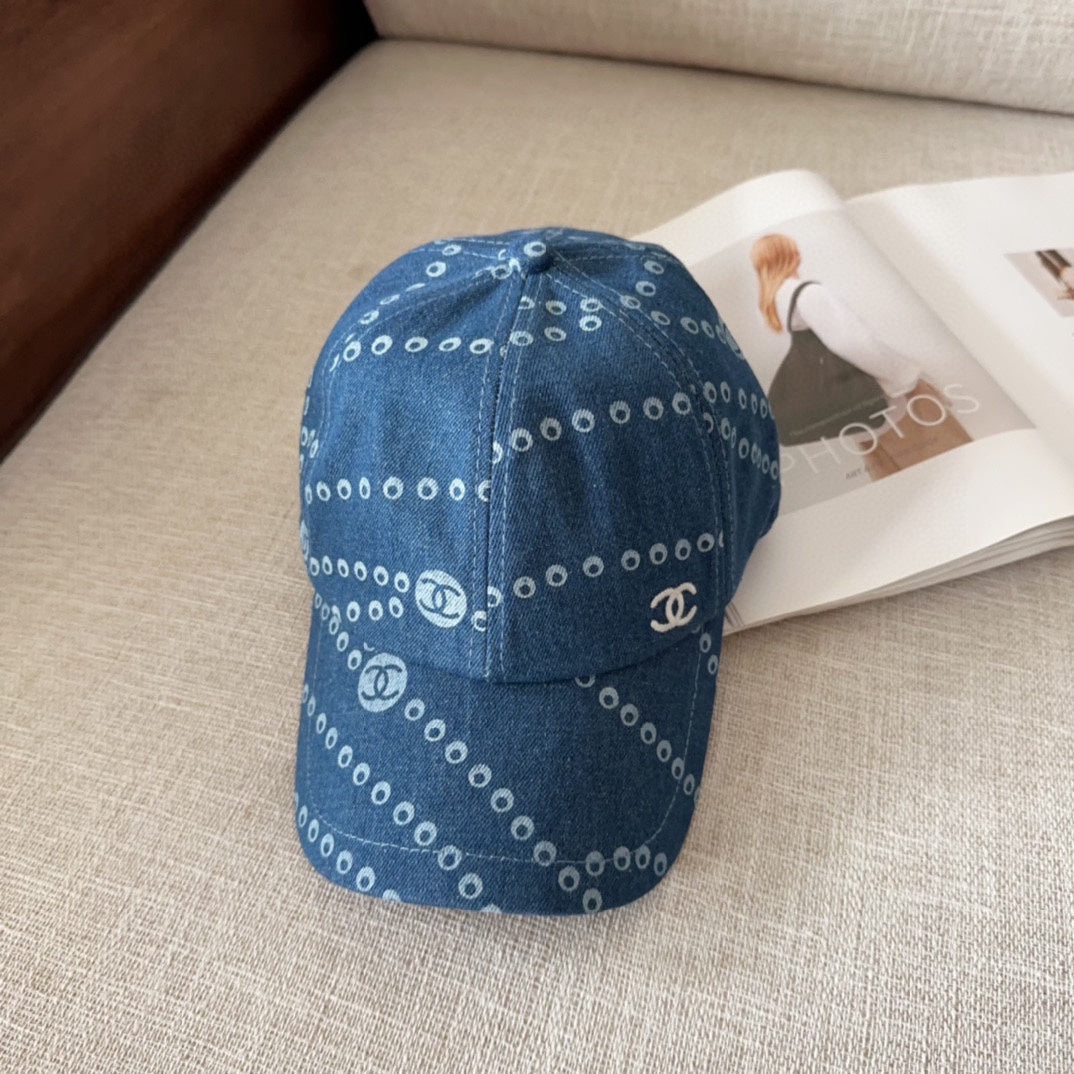 Vintage-Inspired Denim Blue Baseball Cap by CHANEL