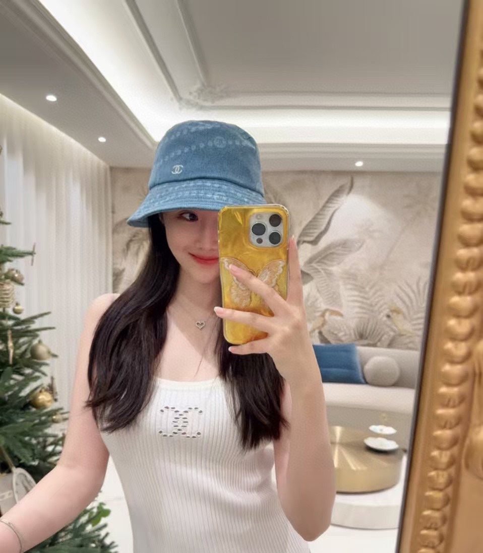 CHANEL Vintage Denim Blue Retro Baseball Cap