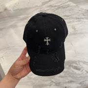 Retro Distressed Baseball Cap - Korean Style Chrome Hearts