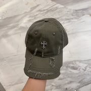 Retro Distressed Chrome Hearts Baseball Cap - Korean Style