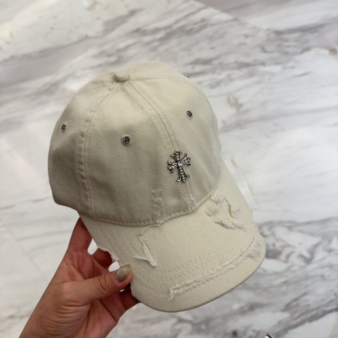 Retro Distressed Chrome Hearts Baseball Cap