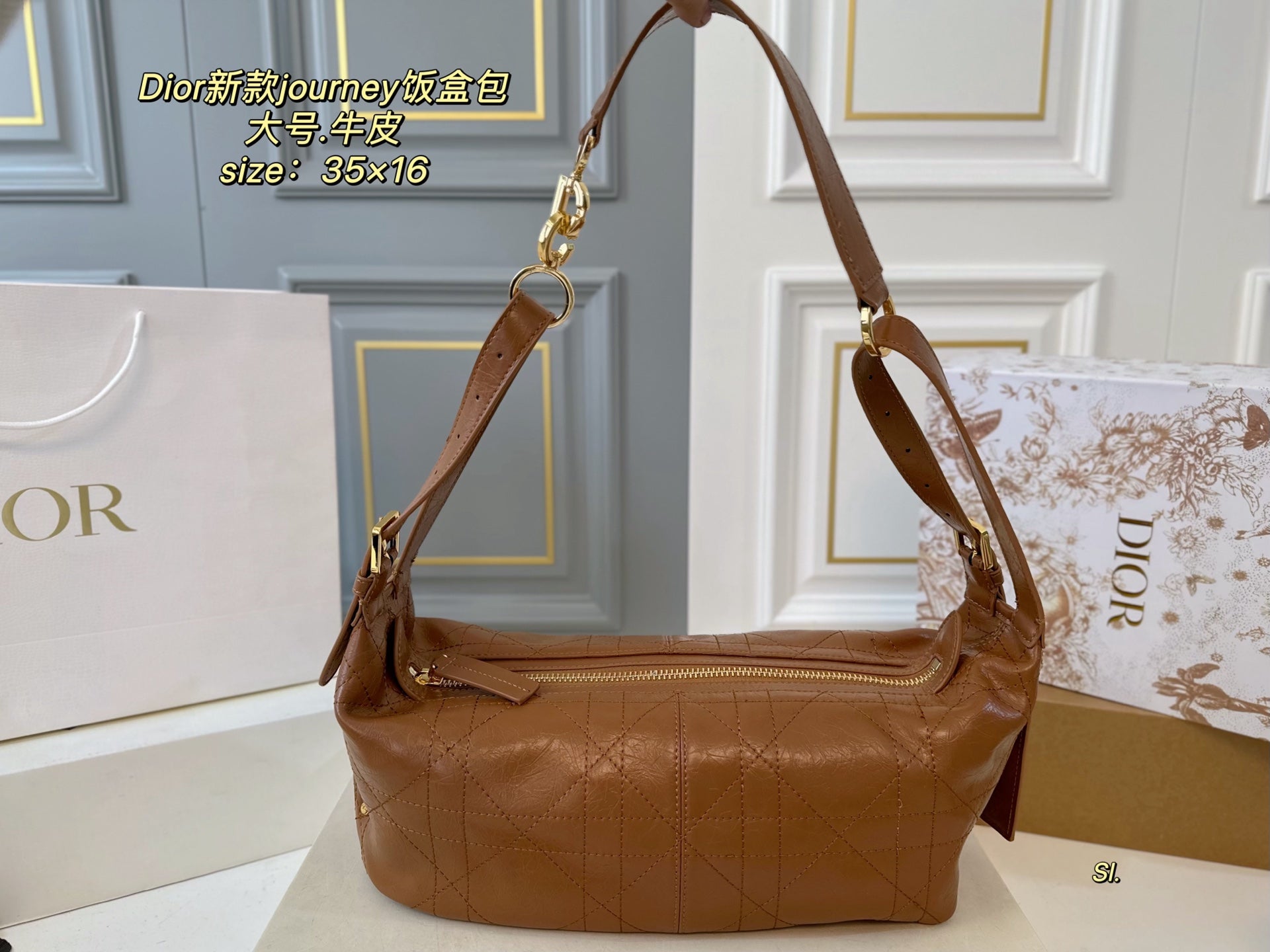 Dior Large Cowhide Lunch Box Bag - Versatile Hobo Style