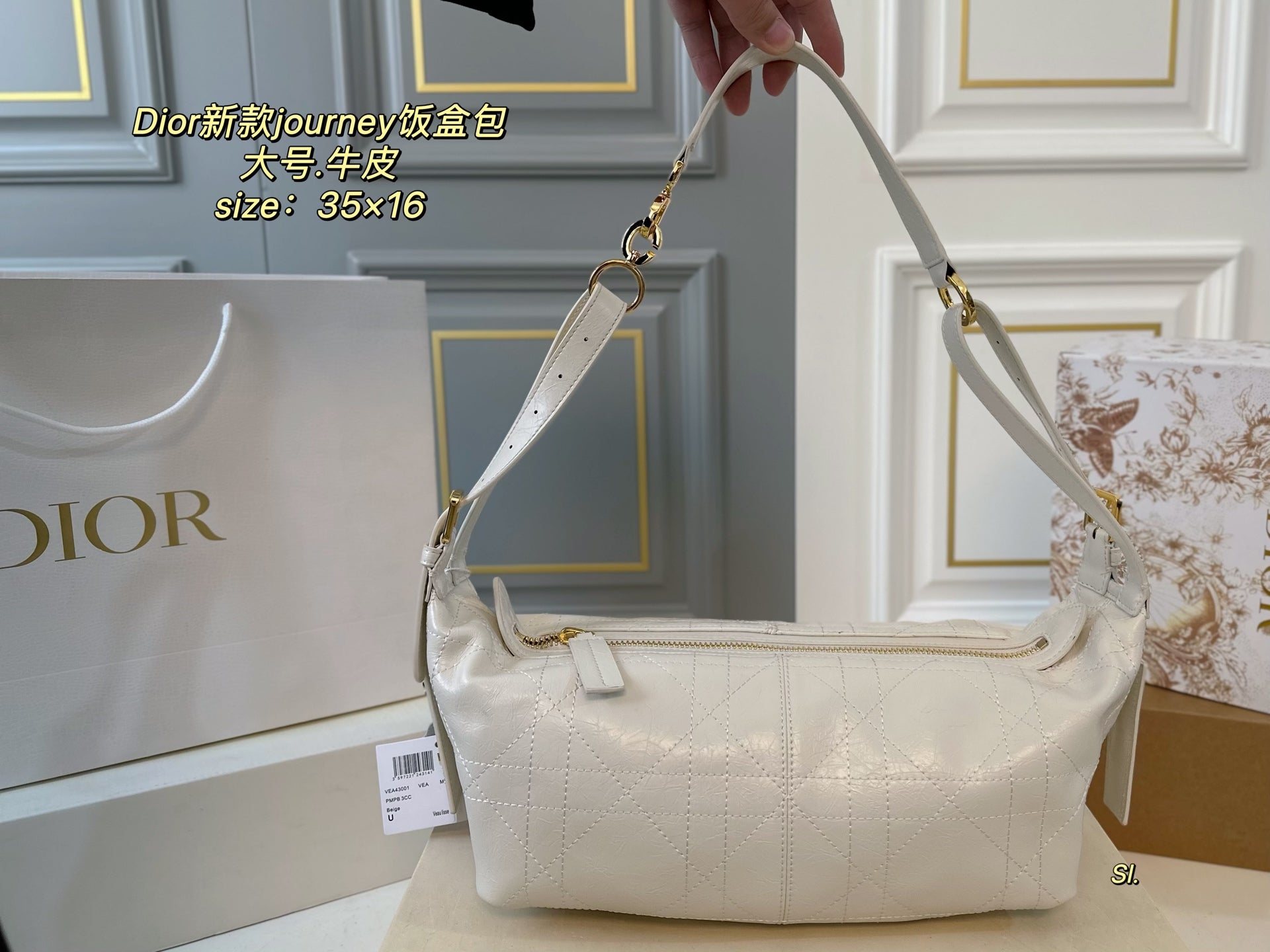 Dior Large Cowhide Lunch Box Bag - Versatile Hobo Style