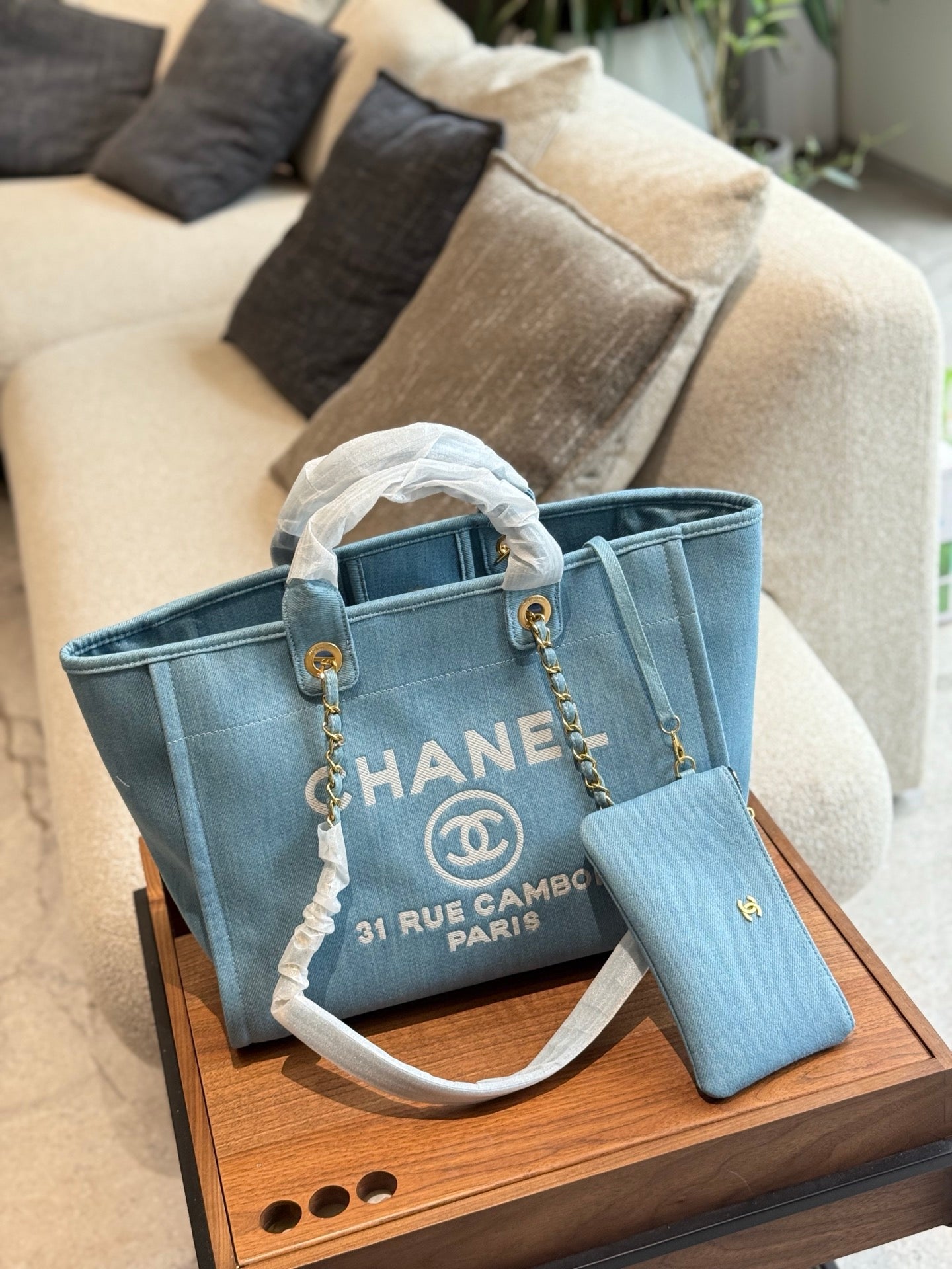 Chanel 2025 Denim Beach Bag â€“ Chic & Spacious Travel Tote