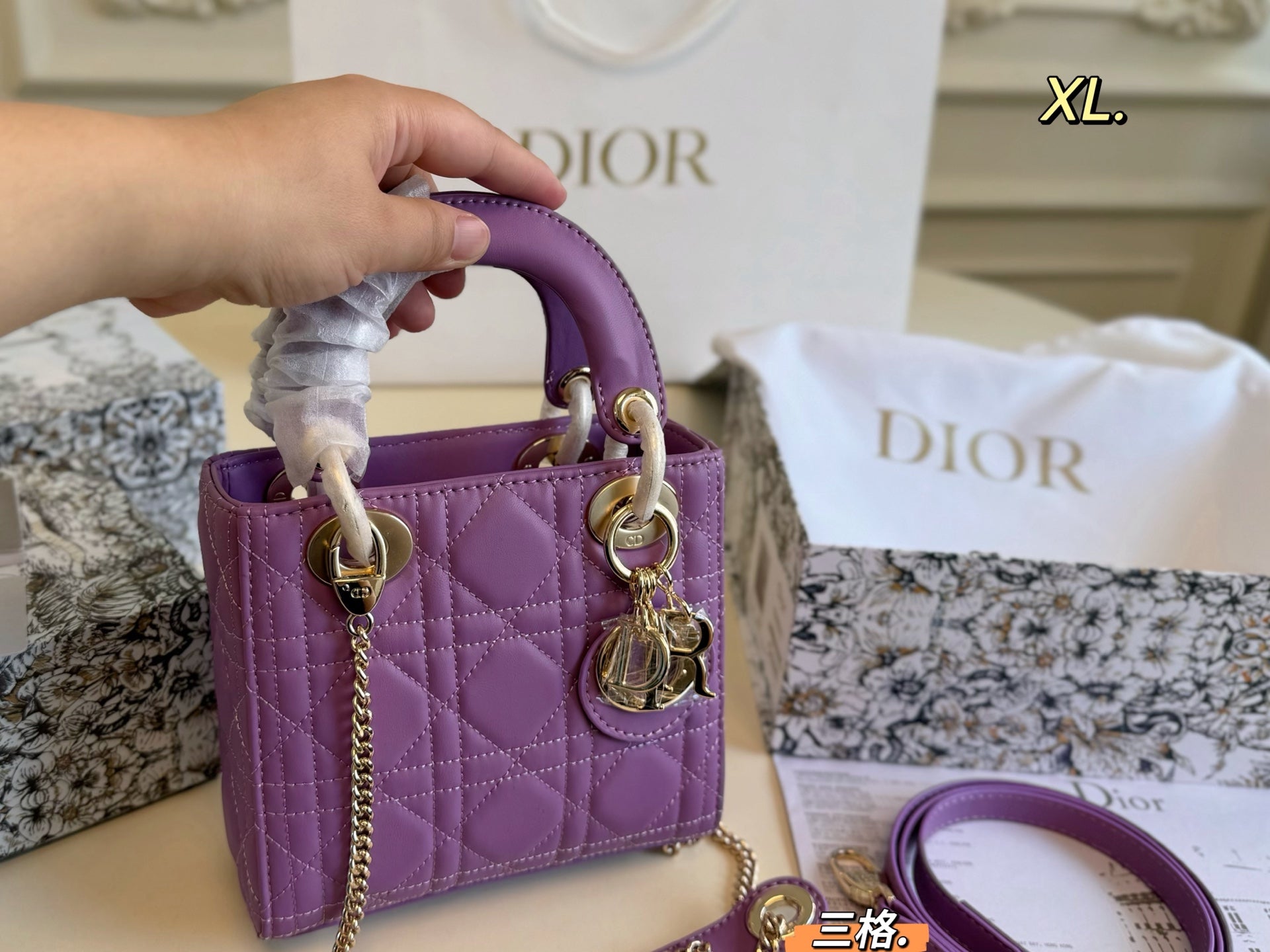 Lady Dior Cannage Quilted Handbag - Elegant Crossbody and Handheld Design