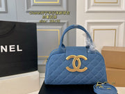 CHANEL Second-Hand Denim Bowling Bag - Iconic Double C Logo