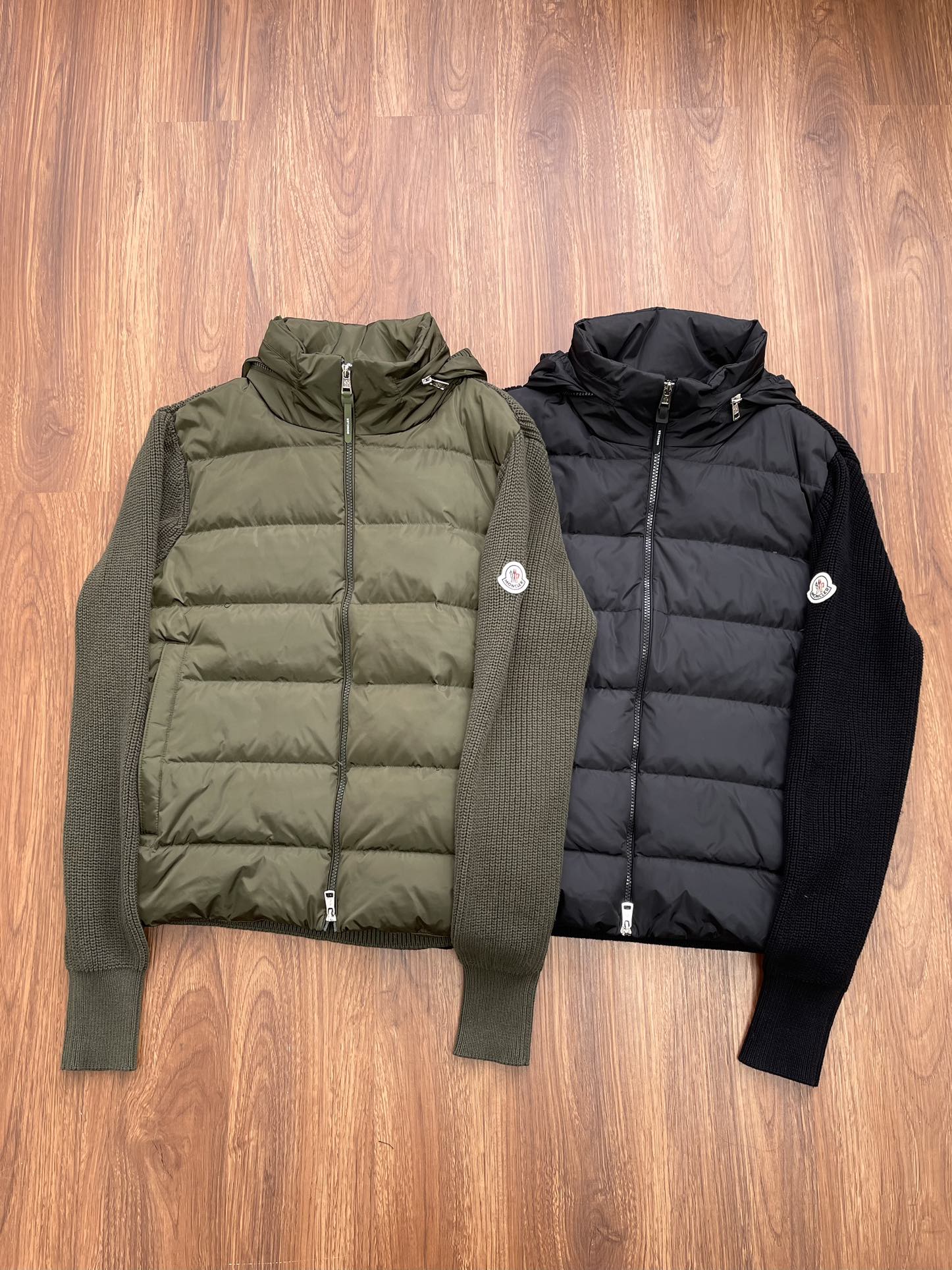 Moncler Muffled Knitted Splicing Down Jacket - Versatile Stand Collar Design