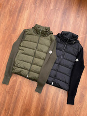 Moncler Muffled Knitted Splicing Down Jacket - Versatile Stand Collar Design