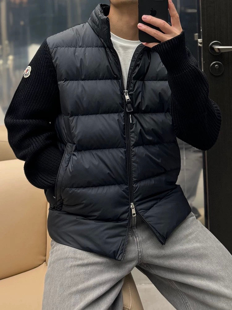 Moncler Muffled Knitted Splicing Down Jacket