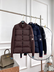 ** Moncler Inspired Muffled Knitted Down Jacket - Women's Stylish Stand Collar Cardigan

**