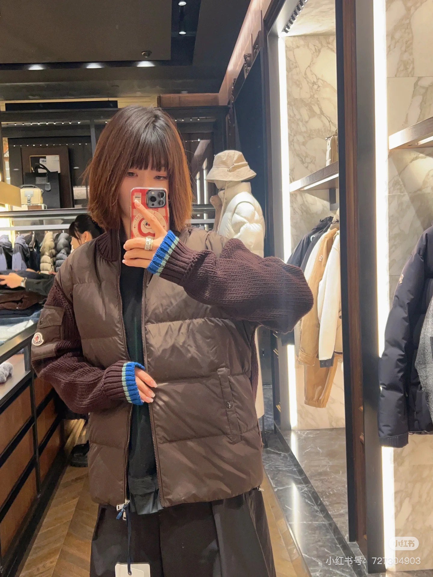 Moncler-Style High-Performance Down Jacket with Knitted Patchwork