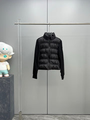 Moncler Winter Pleated Bubble Down Jacket - Stylish Knitted Splicing