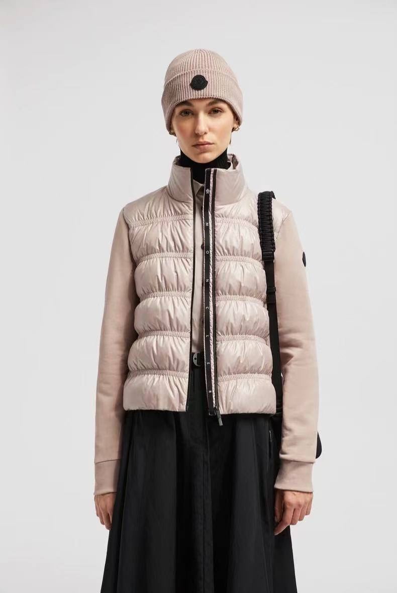 Moncler Pleated Bubble Knitted Stand-Up Collar Down Jacket