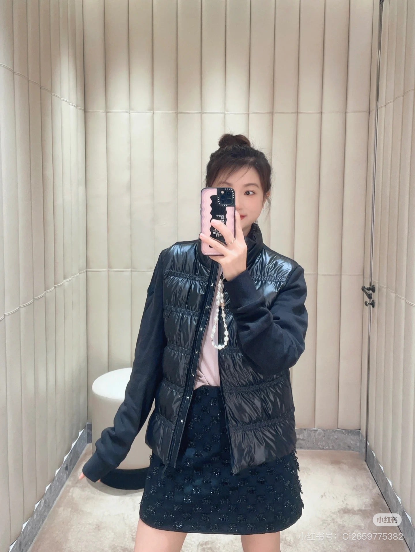 Moncler 25 Pleated Bubble Knitted Stand-Up Collar Down Jacket