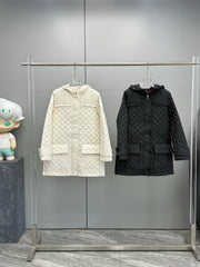 ** Moncler Chacenay Rhombus Mid-Length Hooded Windbreaker & Down Jacket 

**