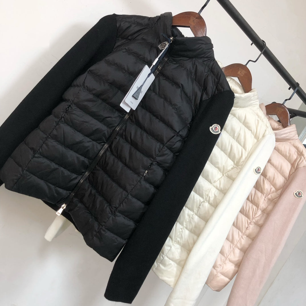 Moncler High-Quality Wool-Knitted Spliced Down Jacket with Hidden Hood